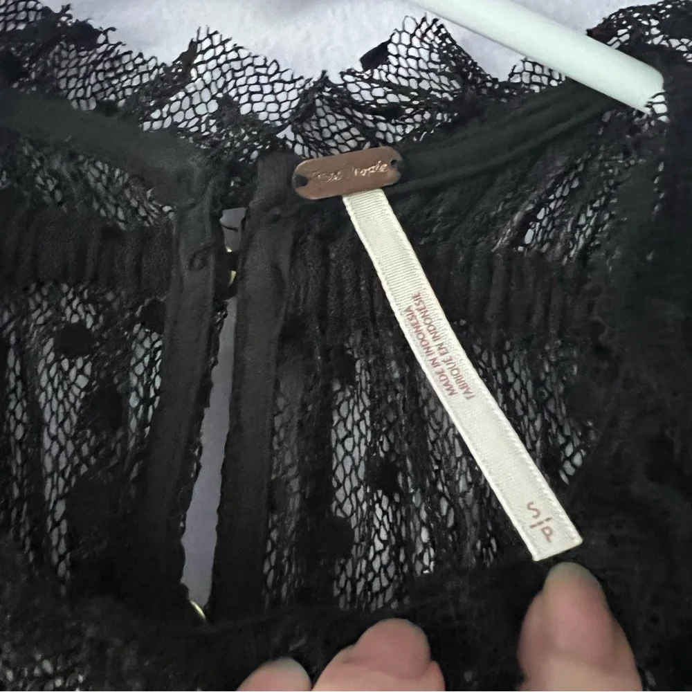 Free People Disco Ball Swiss Dot Lace Top Small